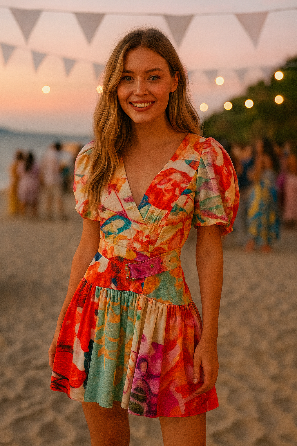 Magali mini short dress in a gorgeous abstract floral print