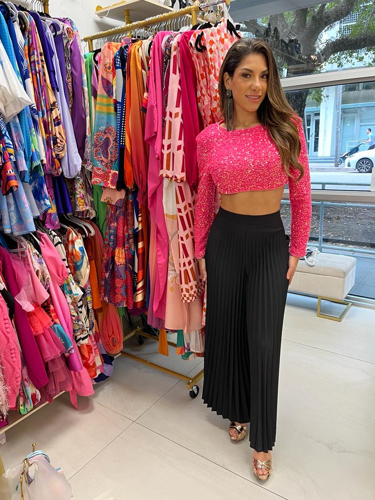 Ariana high waisted pleated black pants