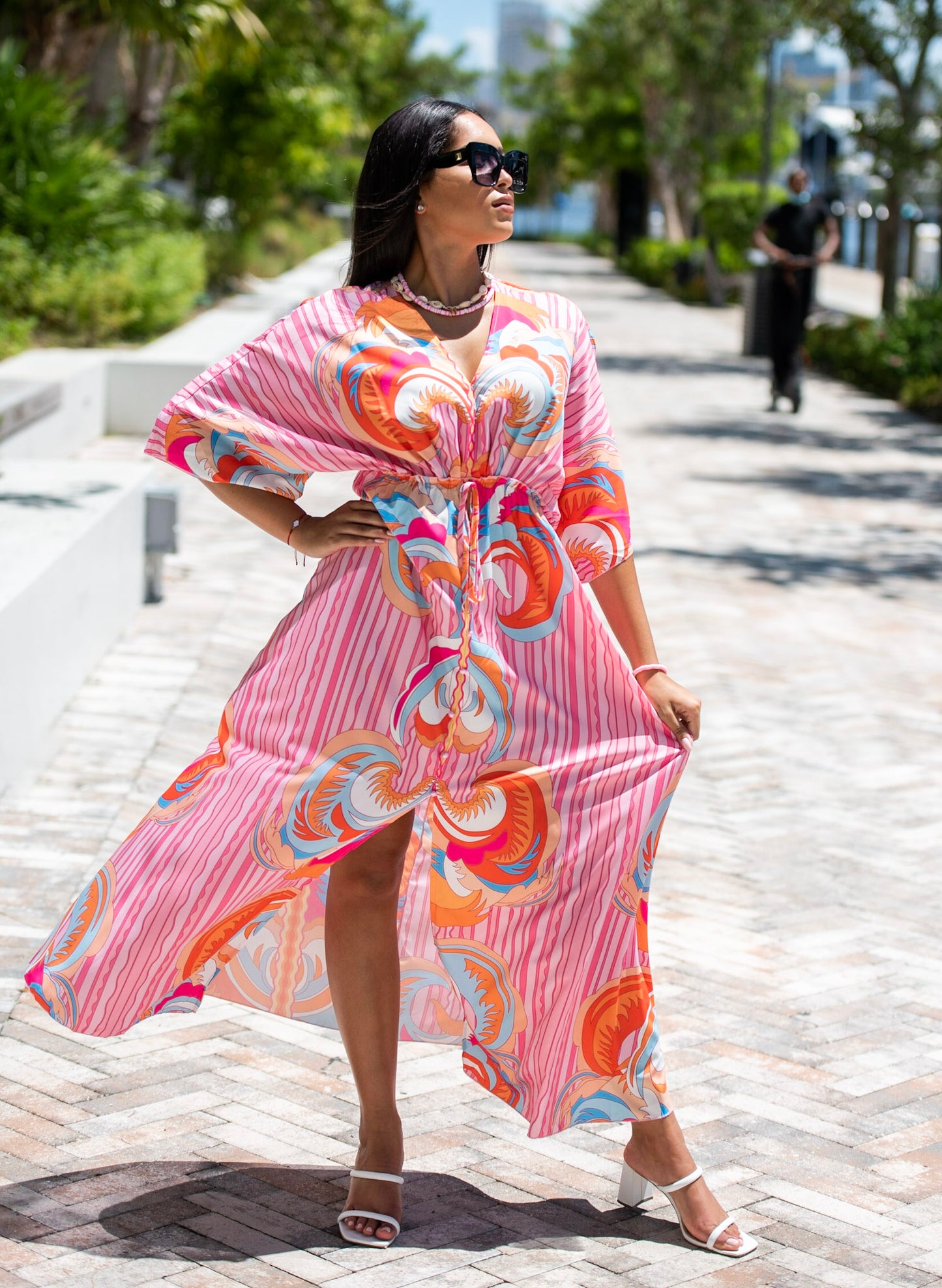 Tamara pink print dress in Pink