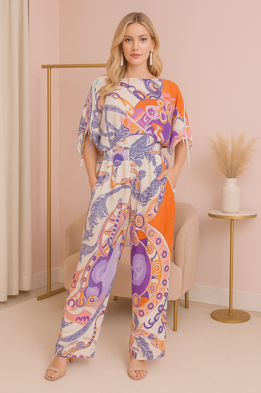 Zoey purple and orange print pants