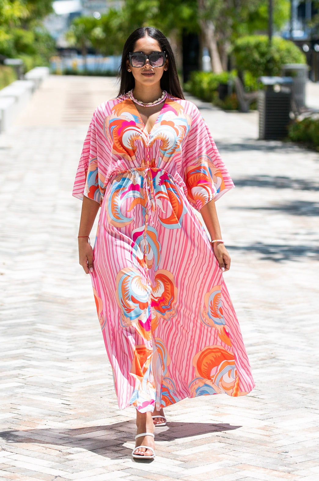 Tamara pink print dress in Pink