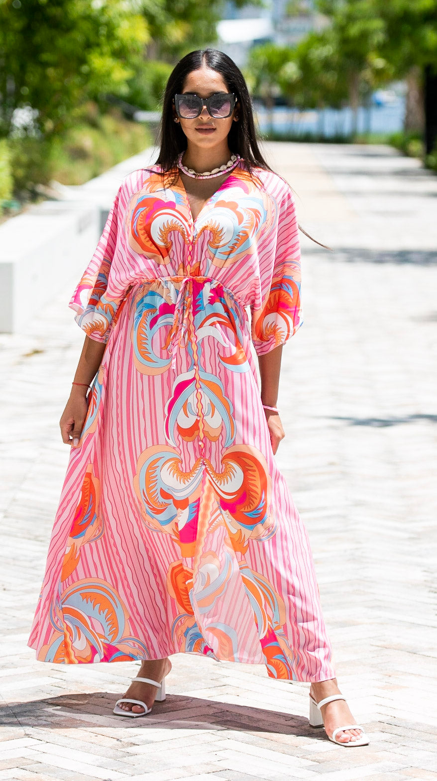 Tamara pink print dress in Pink