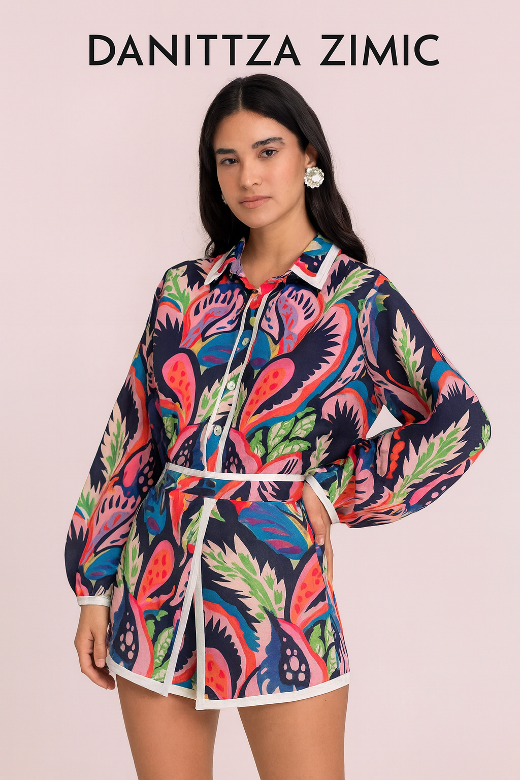 Emery printed blouse in black paisley print