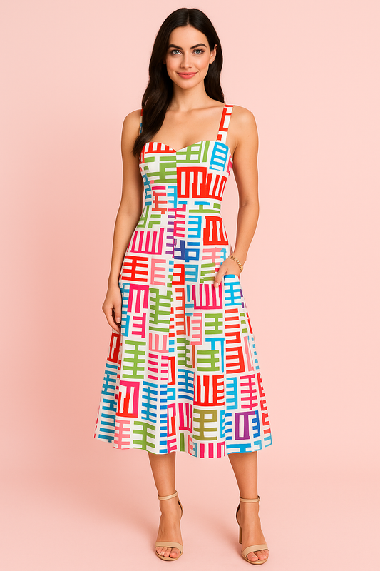 Galia white mermaid fit dress with a bottom flare midi