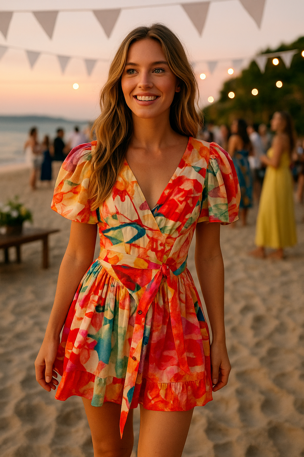 Magali mini short dress in a gorgeous abstract floral print
