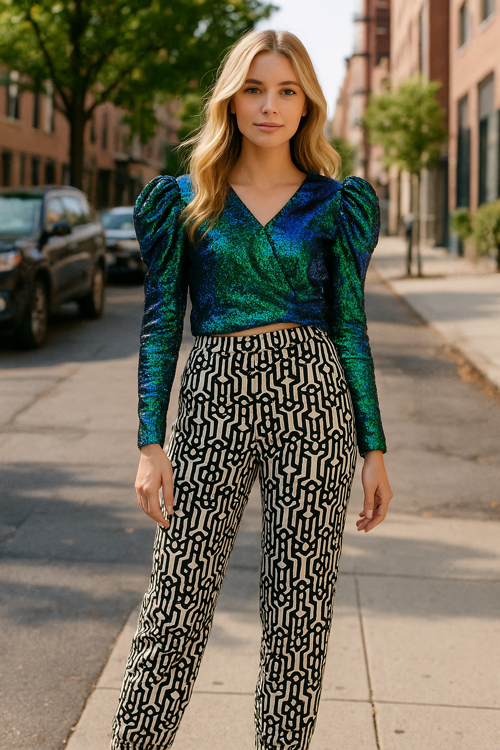 April Abstract pants in black and white