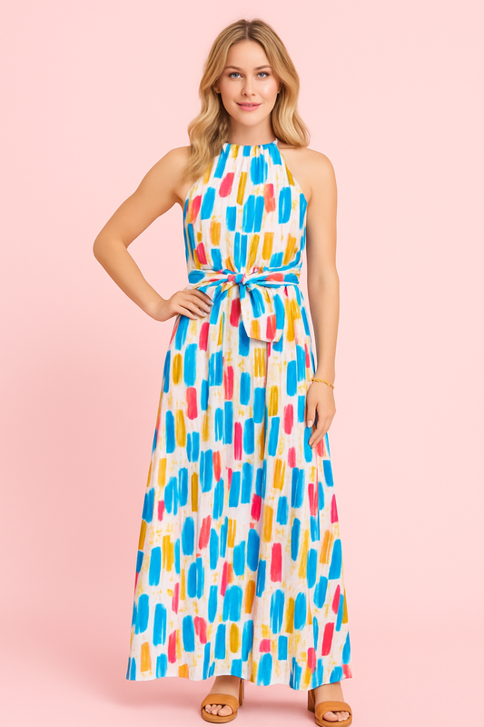 Gwendolyn blue colorful maxi dress