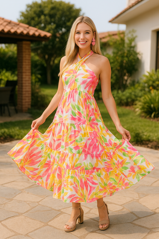 Amaya Maxi dress in tropical print