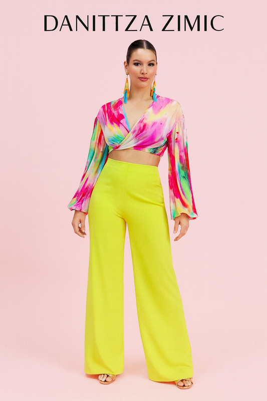 Aaliyah abstract print crossed cropped top