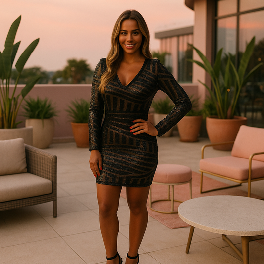 Elizabeth black sequins mini dress in black