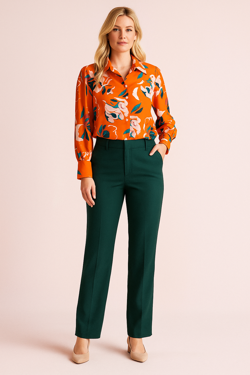 Thea orange print blouse