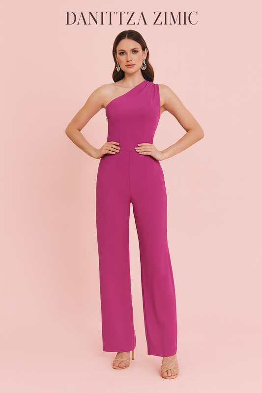 Paris Magenta one shoulder Jumpsuit