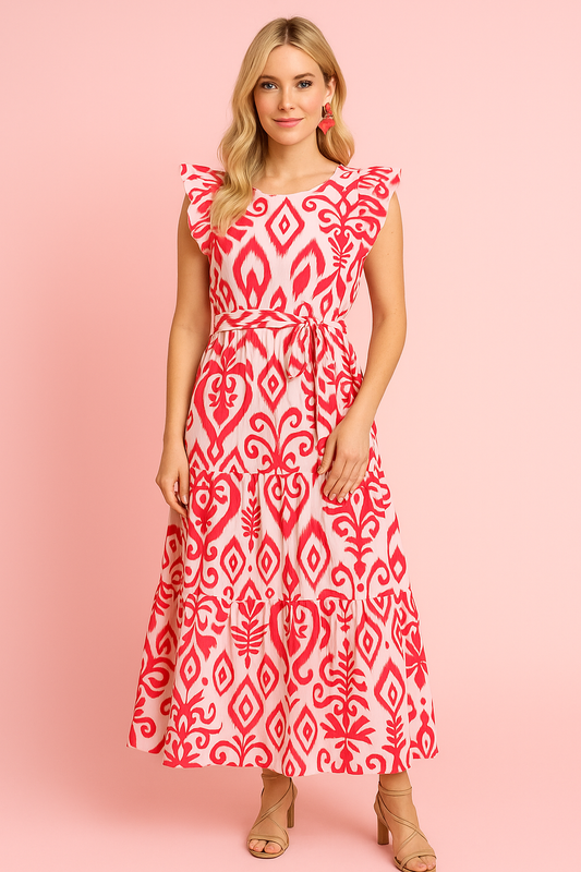 Harlow fucsia and white print in chevron