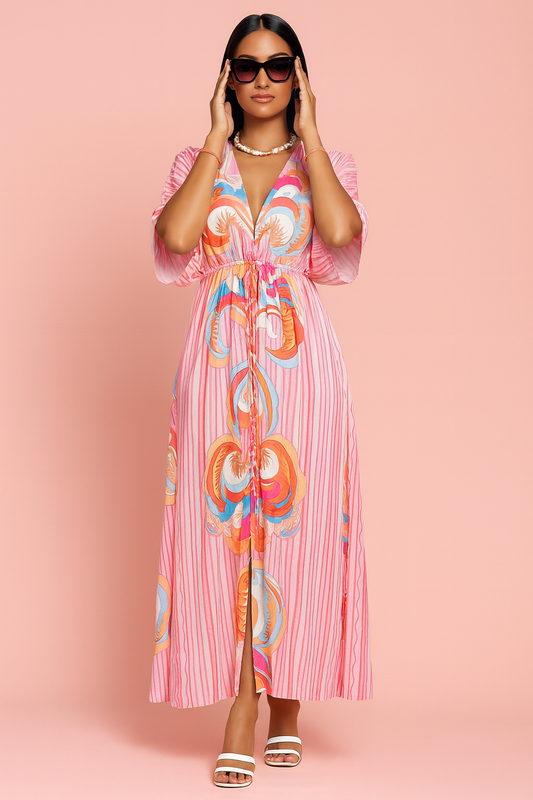 Tamara pink print dress in Pink