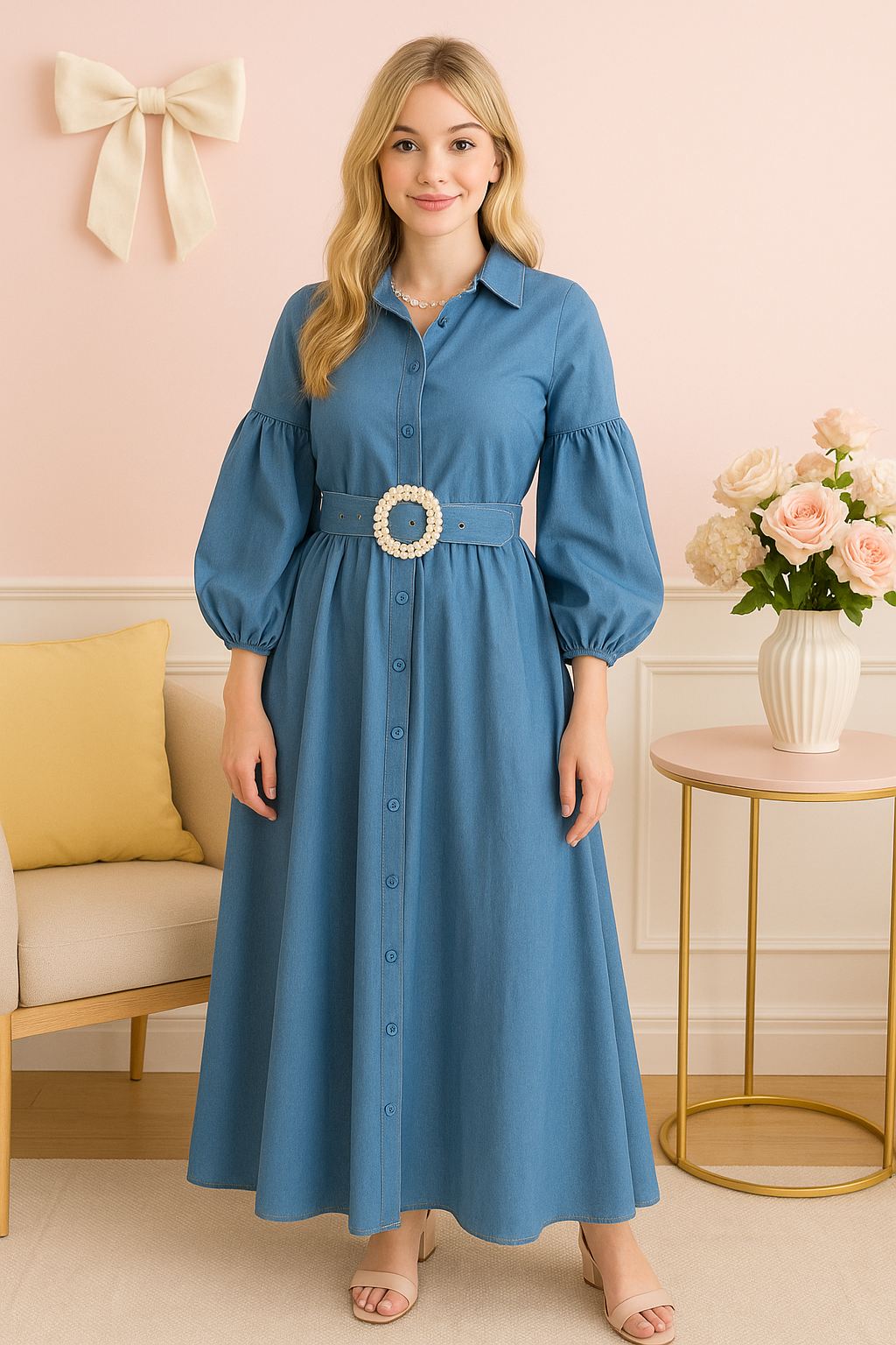 Marillyne Denim Maxi dress