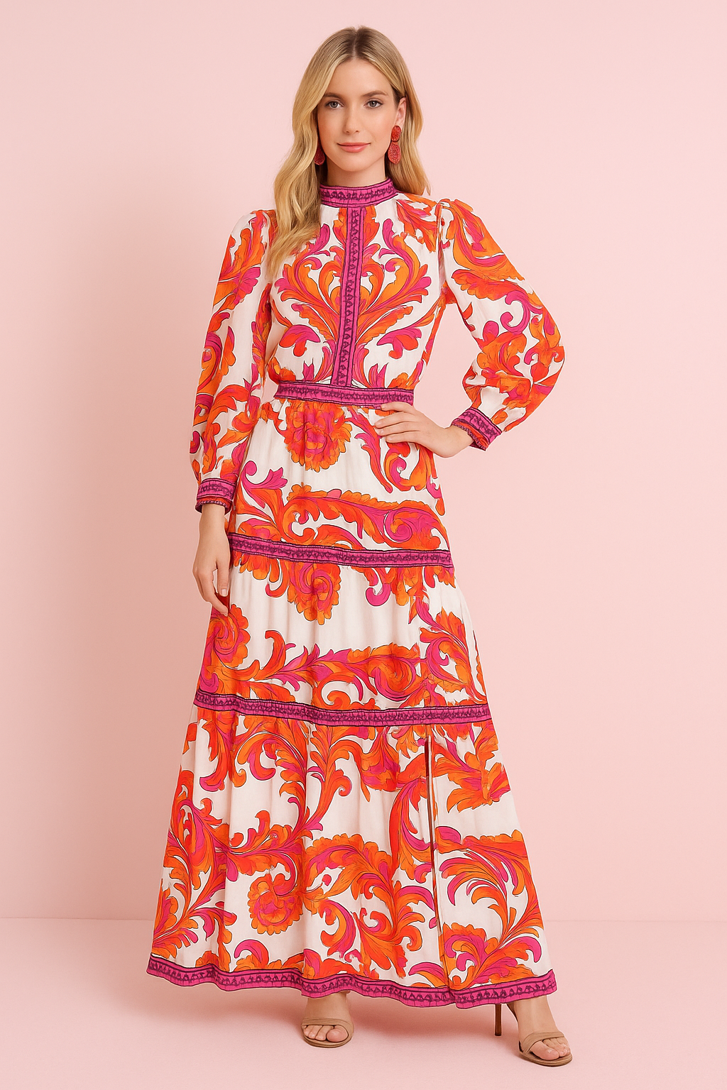 Crystal Skirt on chiffon paisley print