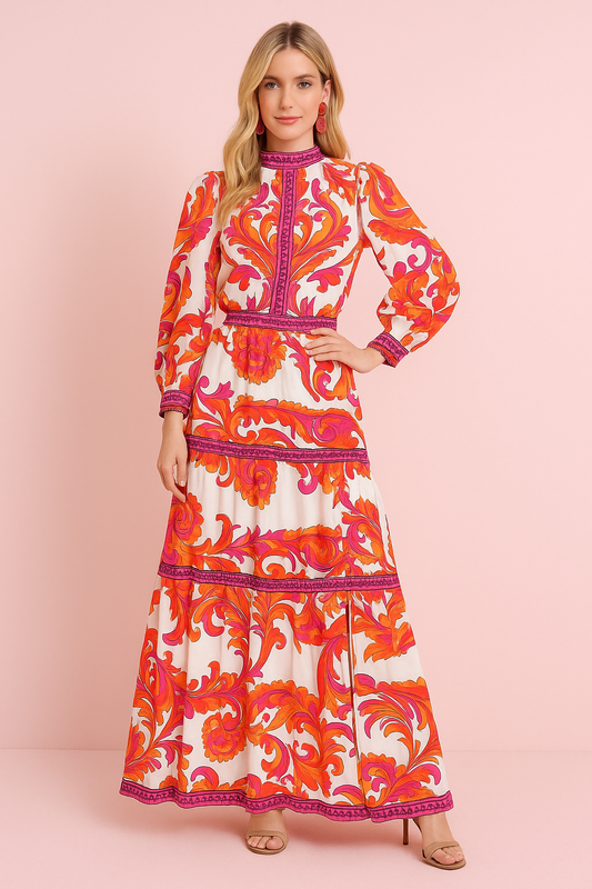 Crystal Top in a gorgeous orange print