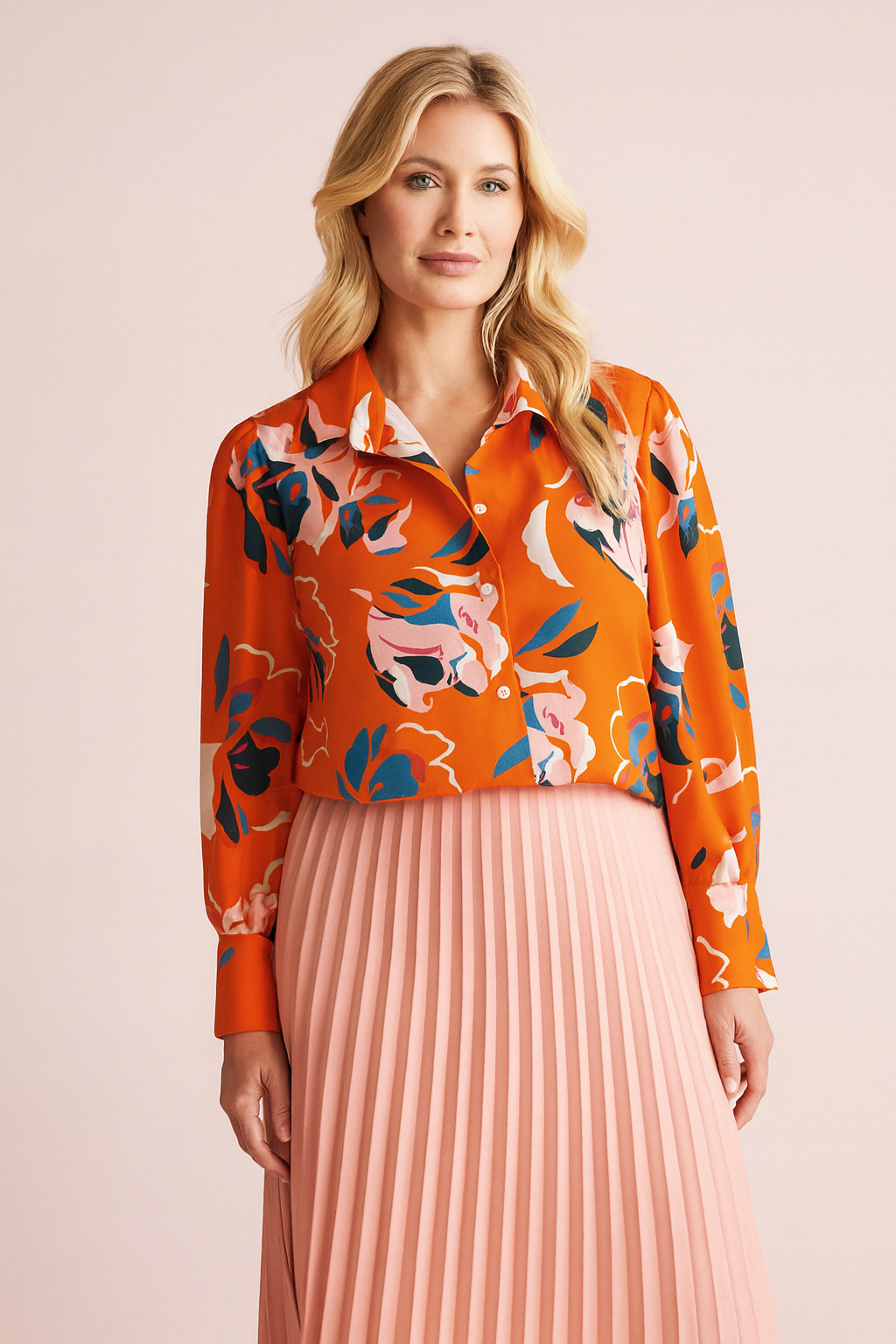 Thea orange print blouse