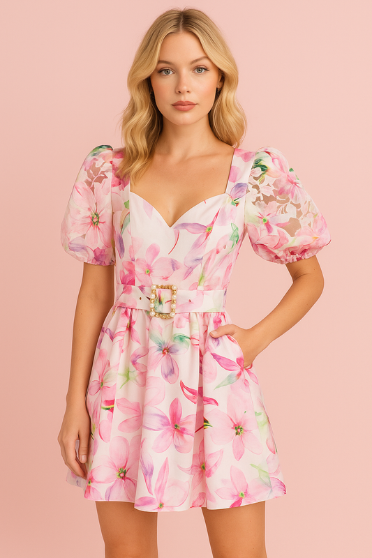 Gloria Dress in pink print