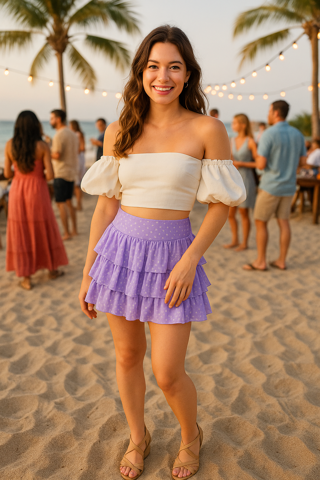 Joanna purple ruffle skirt in chiffon