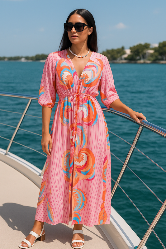 Tamara pink print dress in Pink