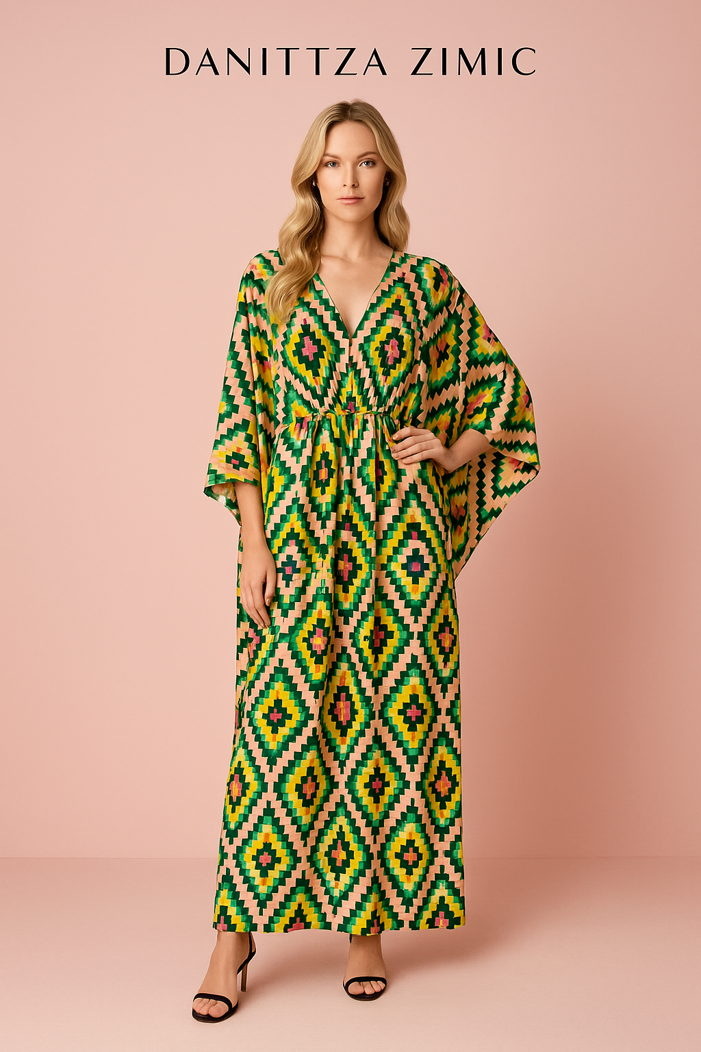 Isla green chevron kaftan
