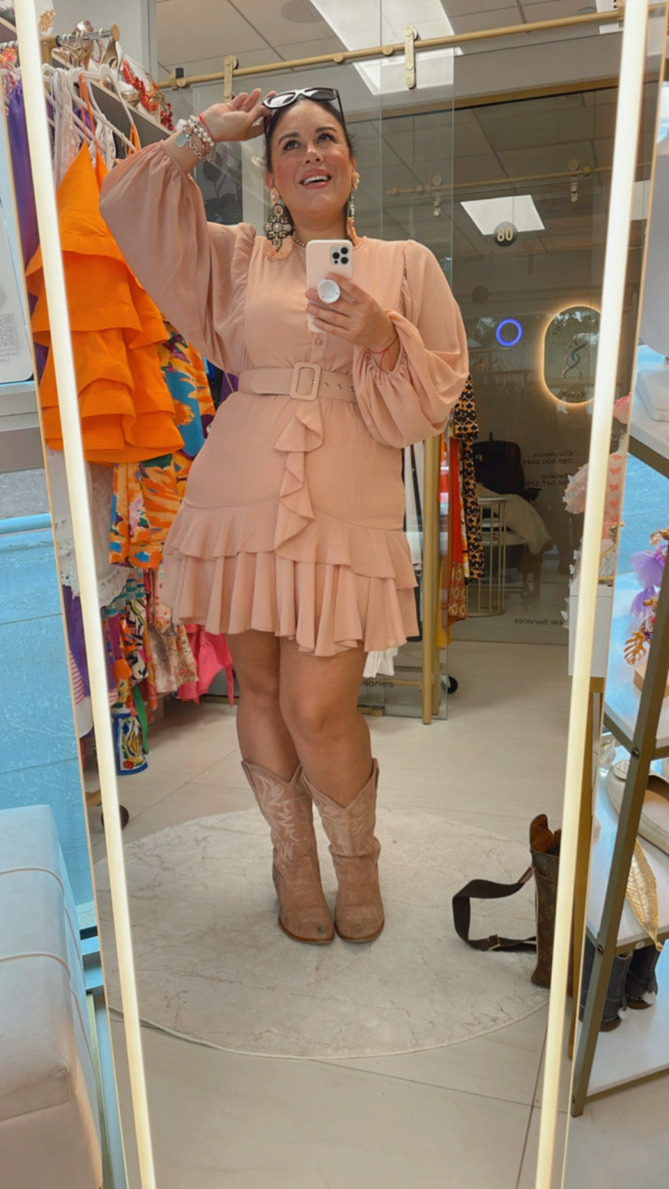 Amara chiffon dress in Nude