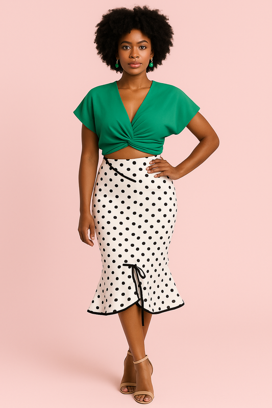 Daisy polka dot pencil skirt