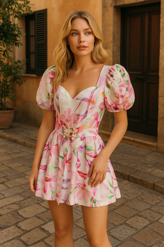 Gloria Dress in pink print