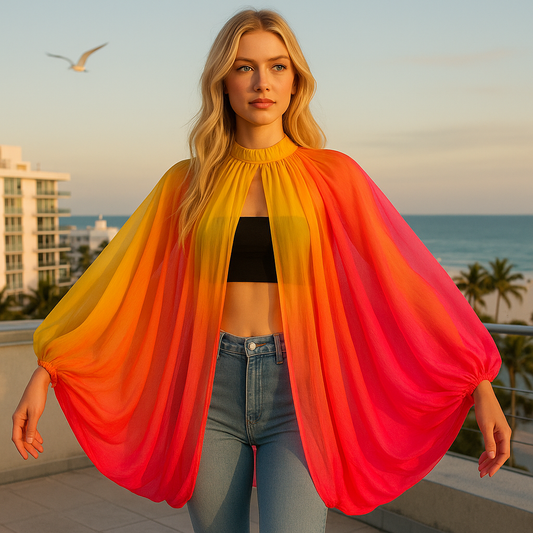Shiloh chiffon ombre orange and yellow blouse