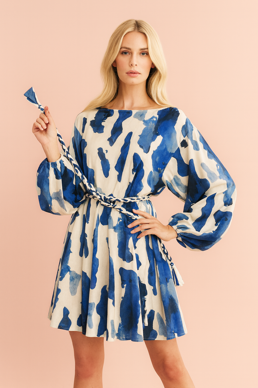 Ellie dress in Blue Animal Print