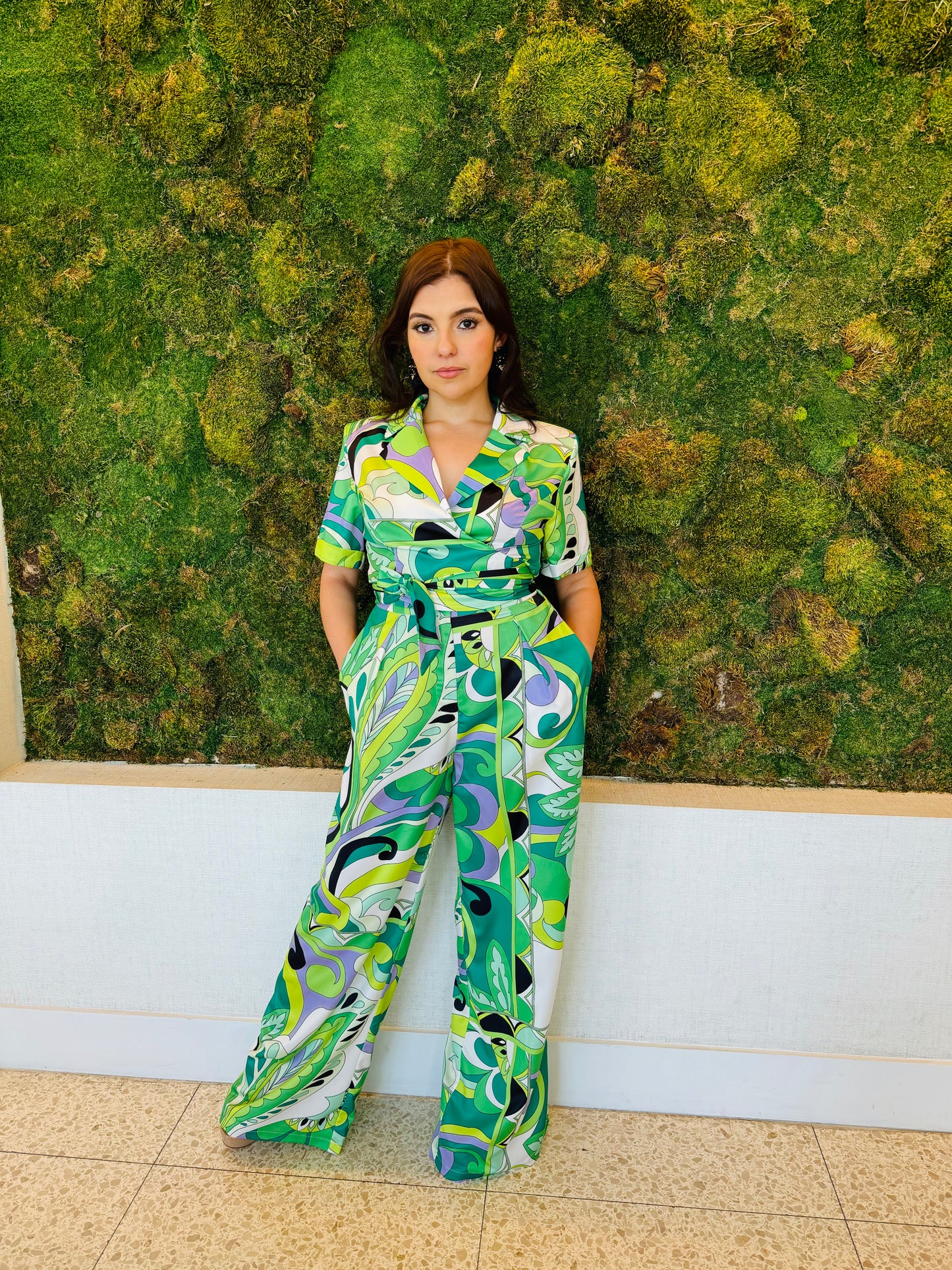 Miranda green gemoetric print pants