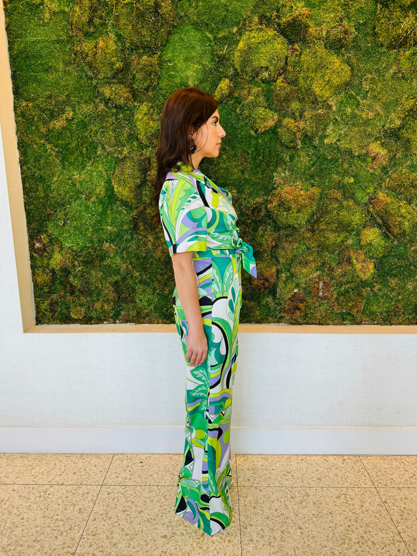 Miranda green gemoetric print pants