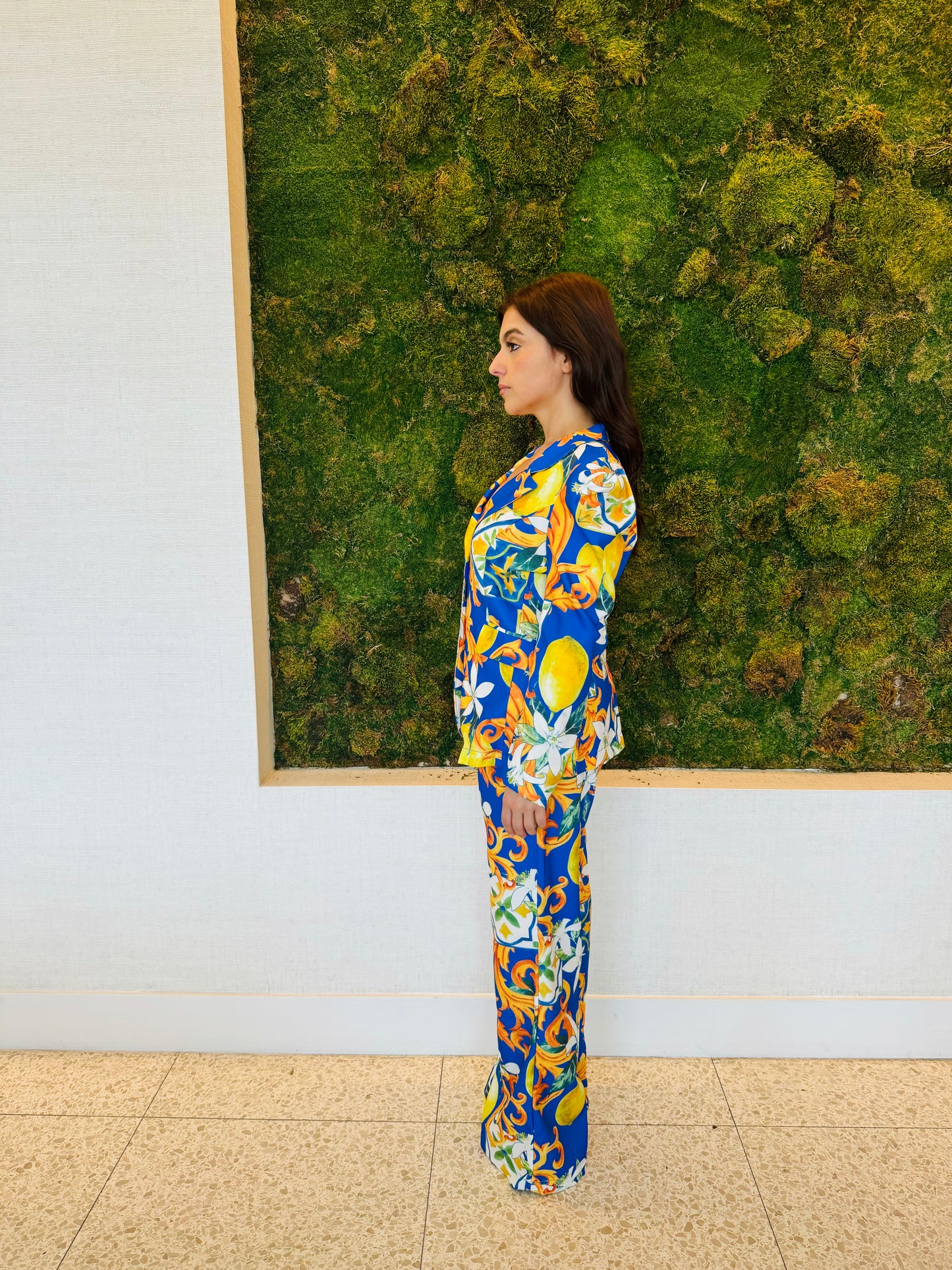 Elaine royal blue lemon printed pants