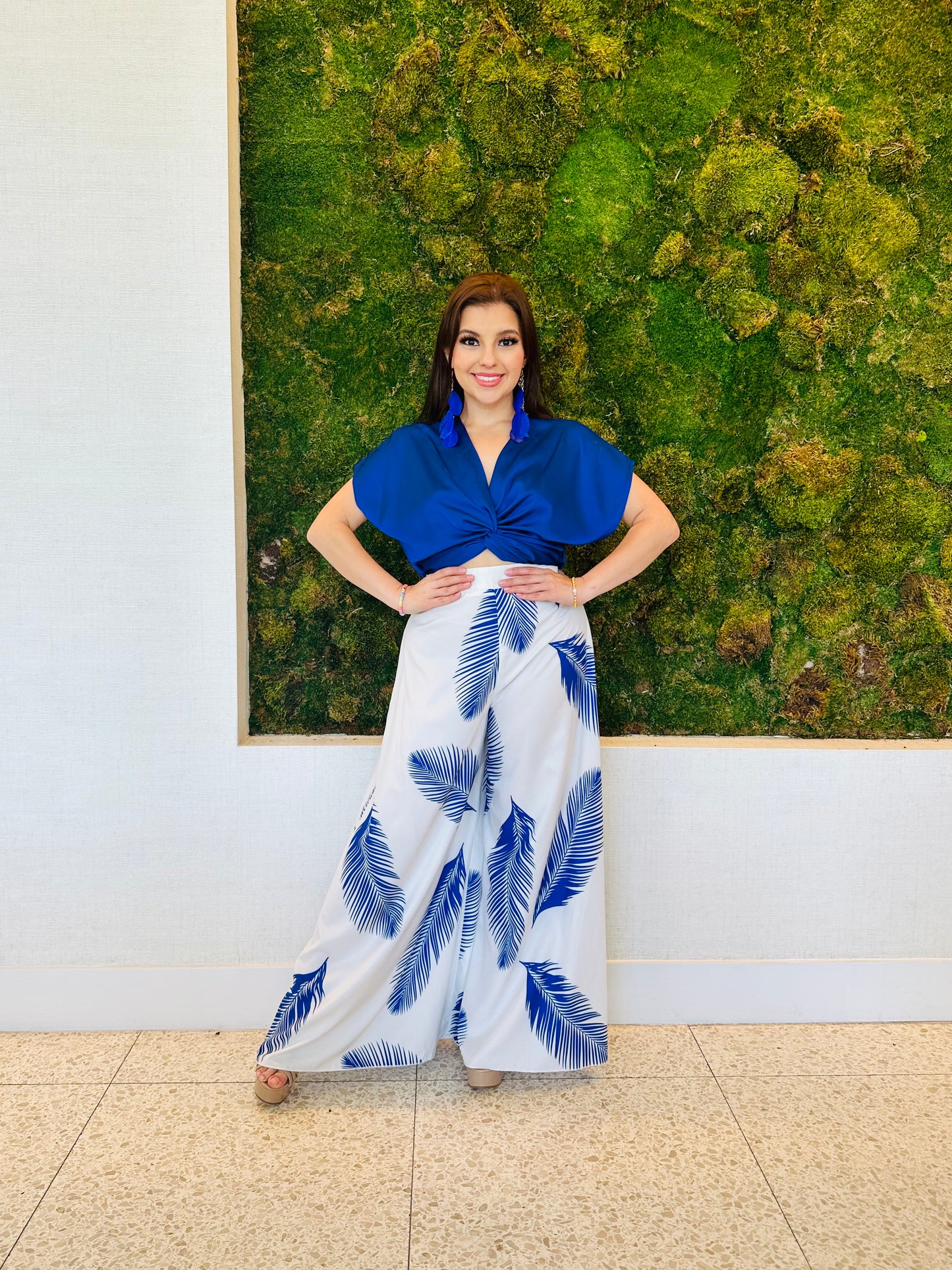 Oceana blue charmeuse crop top