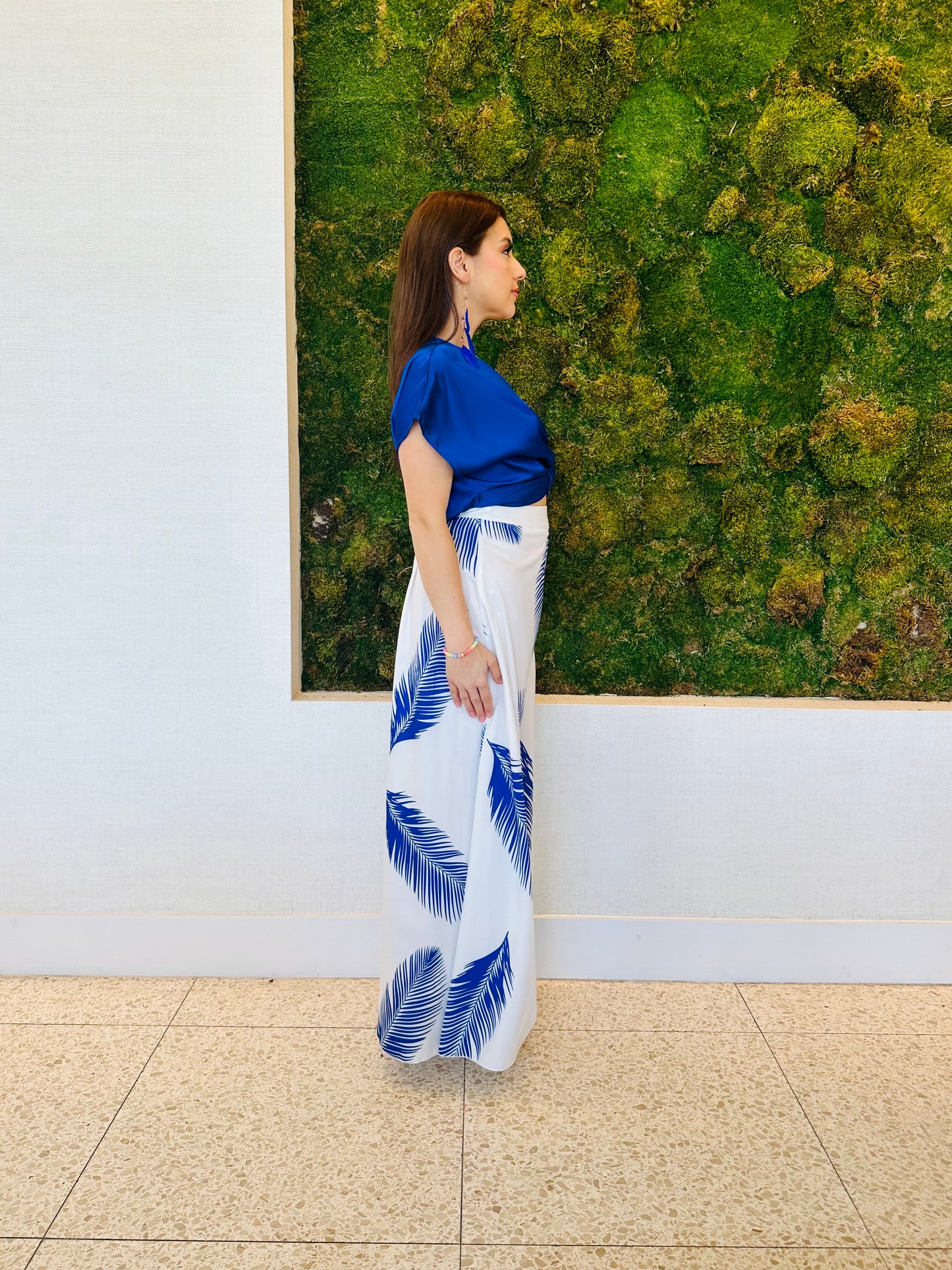 Oceana blue charmeuse crop top