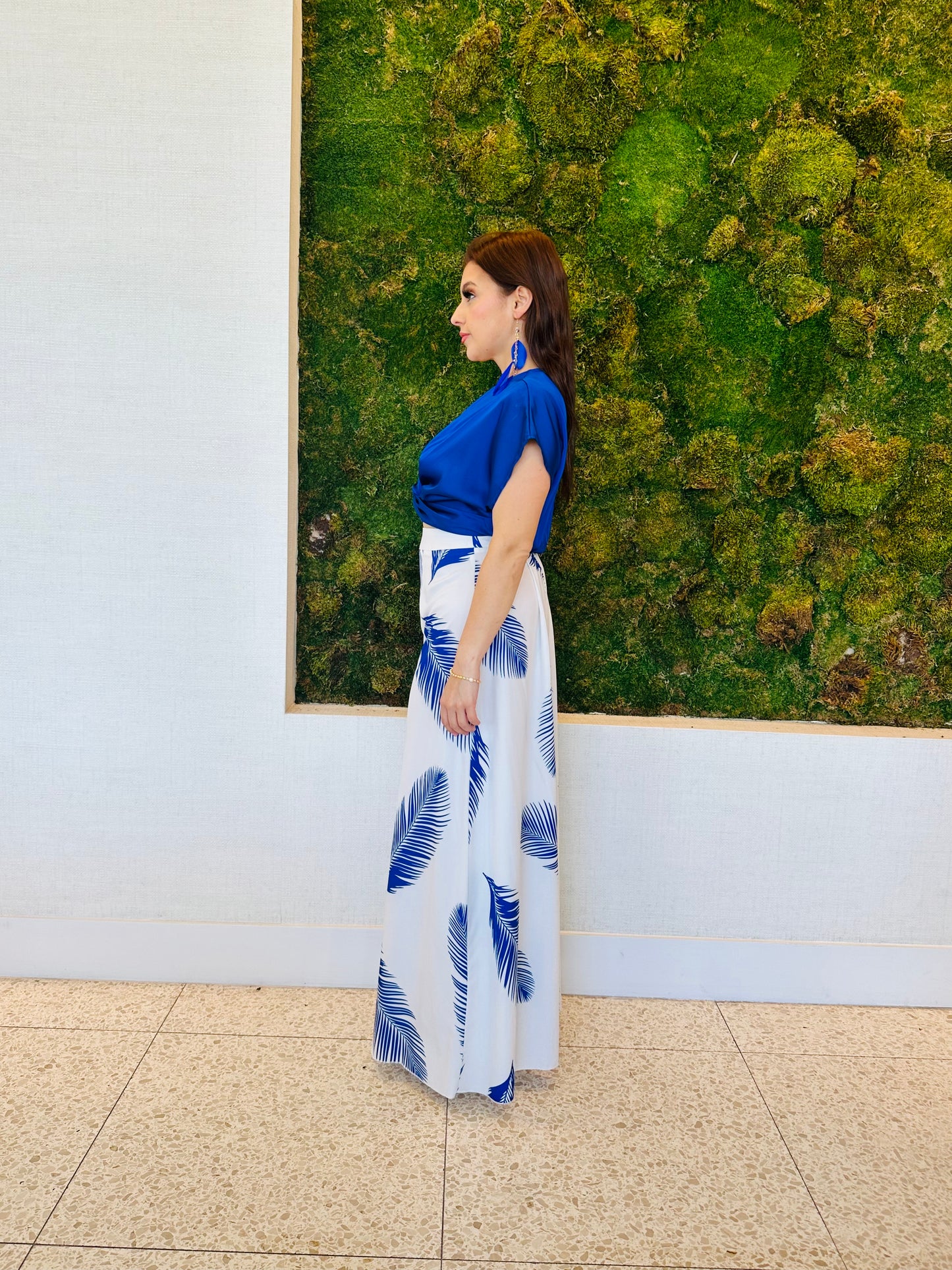 Oceana blue charmeuse crop top