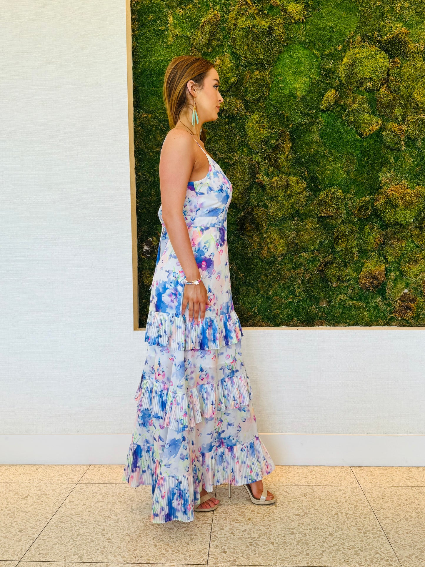 Magnolia floral print lavender dress