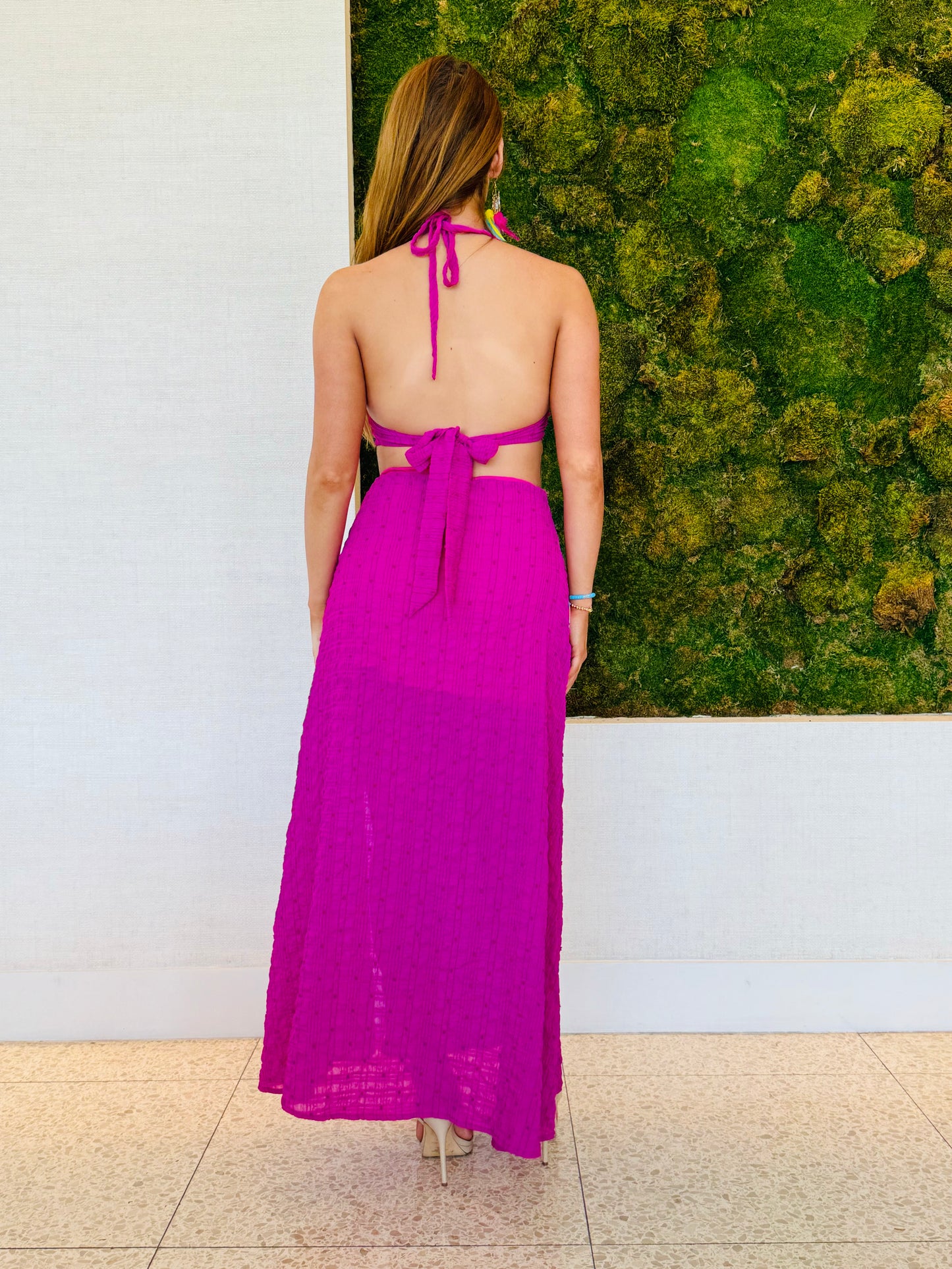 Mabel purple cutout dress halter dress