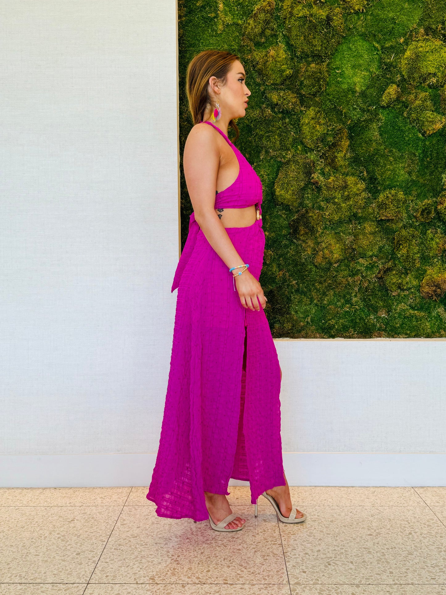 Mabel purple cutout dress halter dress