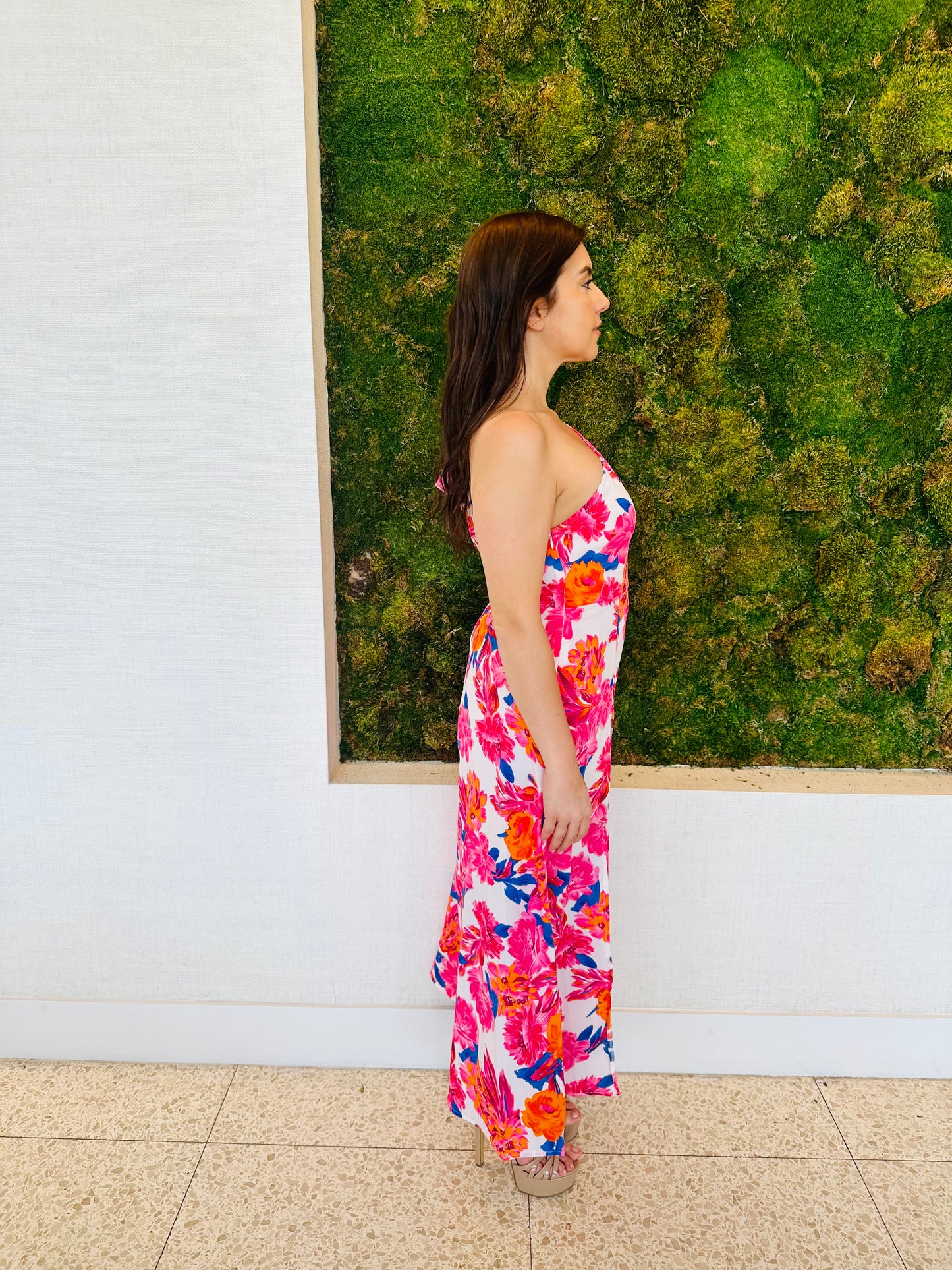 Pia floral one shoulder maxi dress