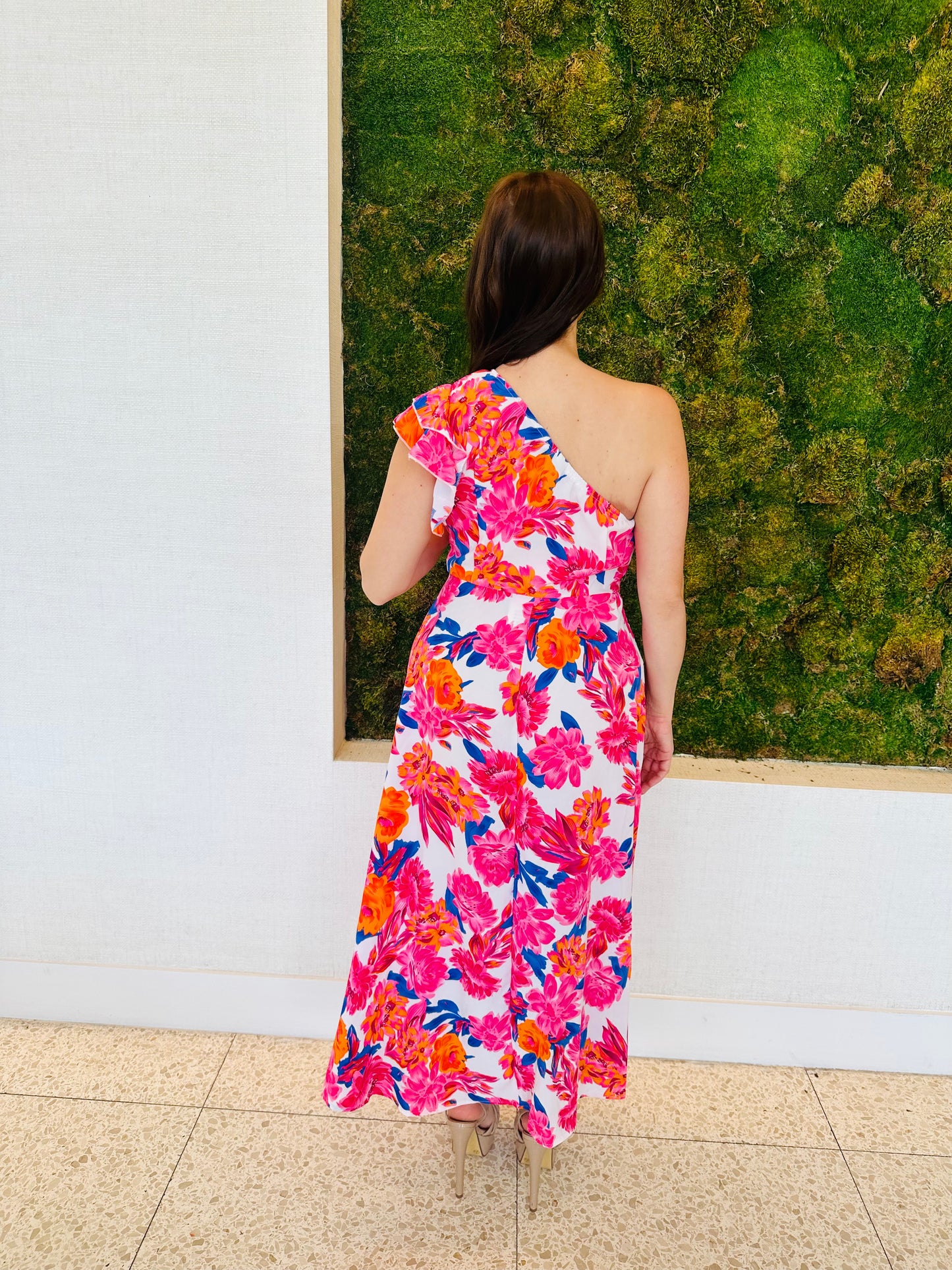 Pia floral one shoulder maxi dress