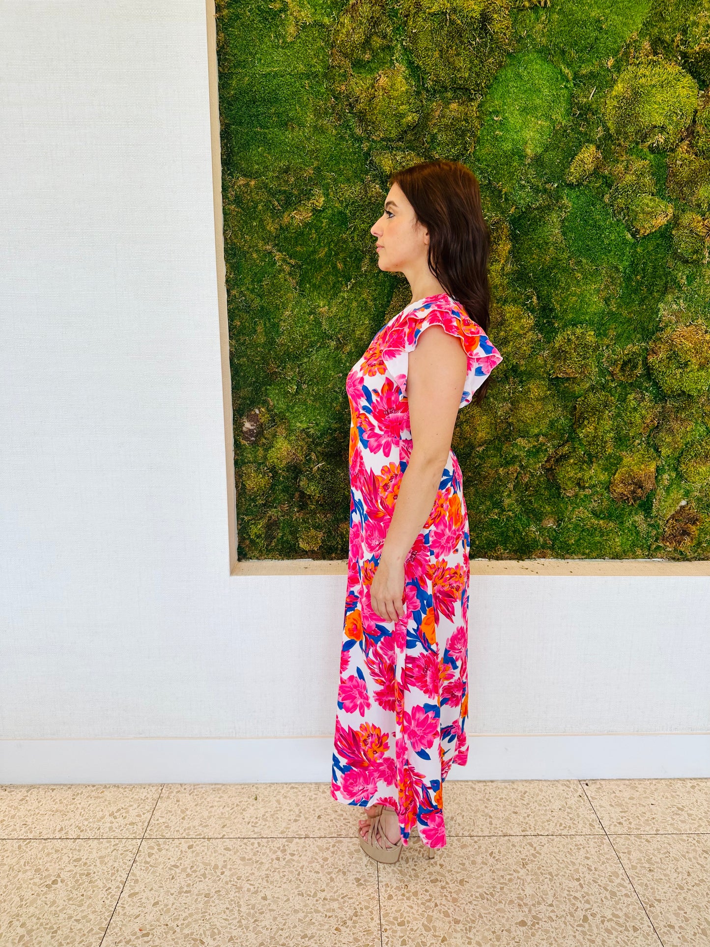 Pia floral one shoulder maxi dress