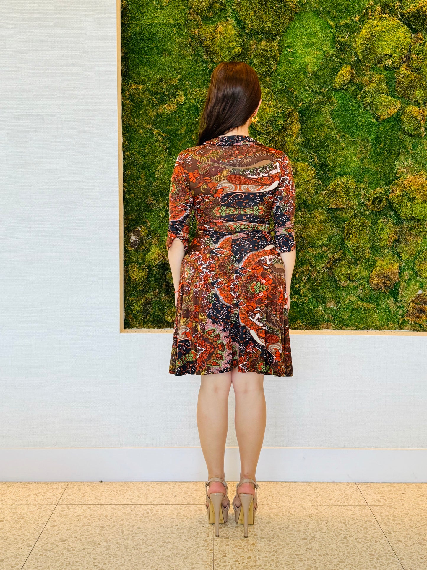 Jayla brown wrap dress in brown print