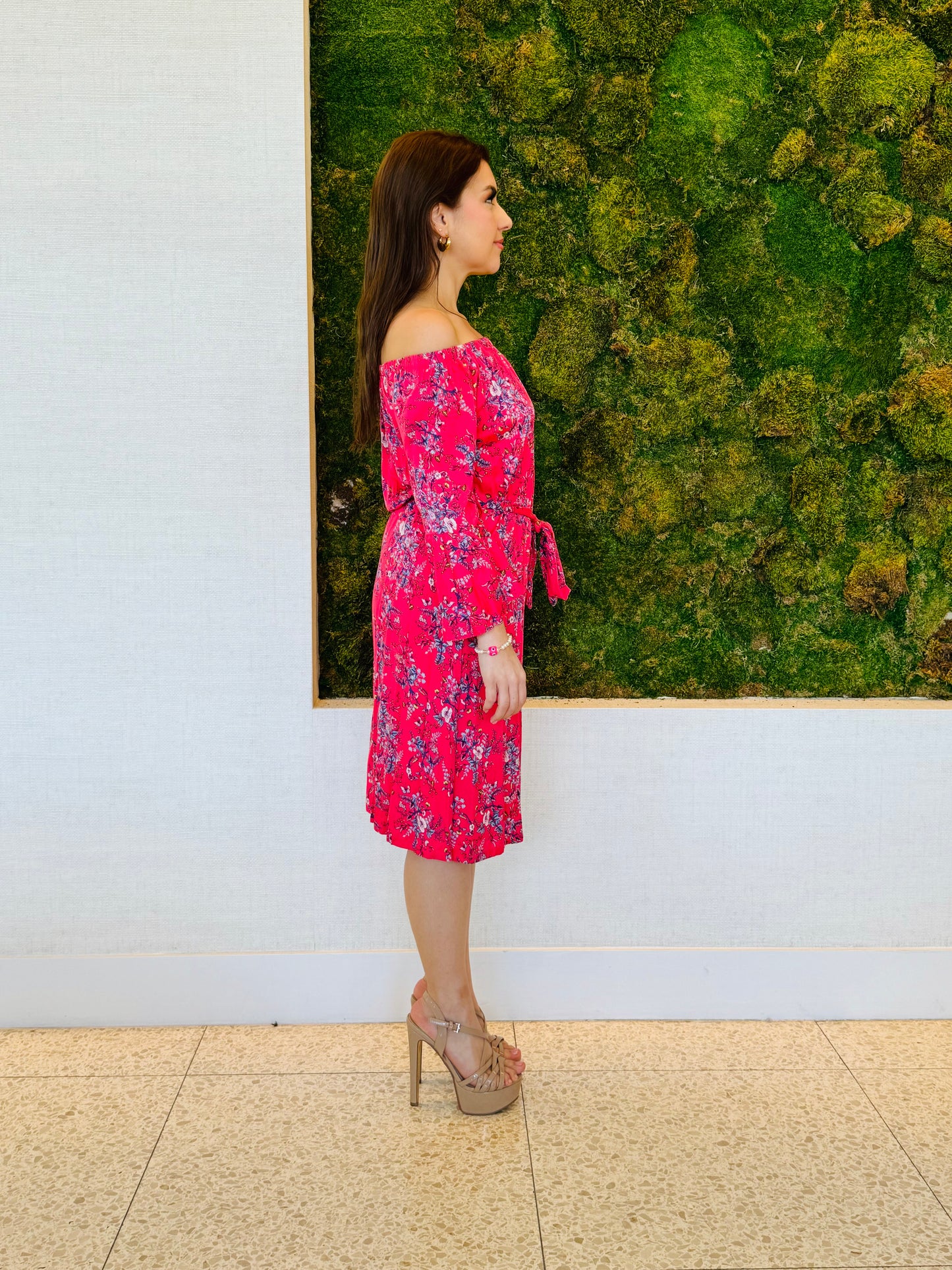 Joy off the shoulder pink floral print