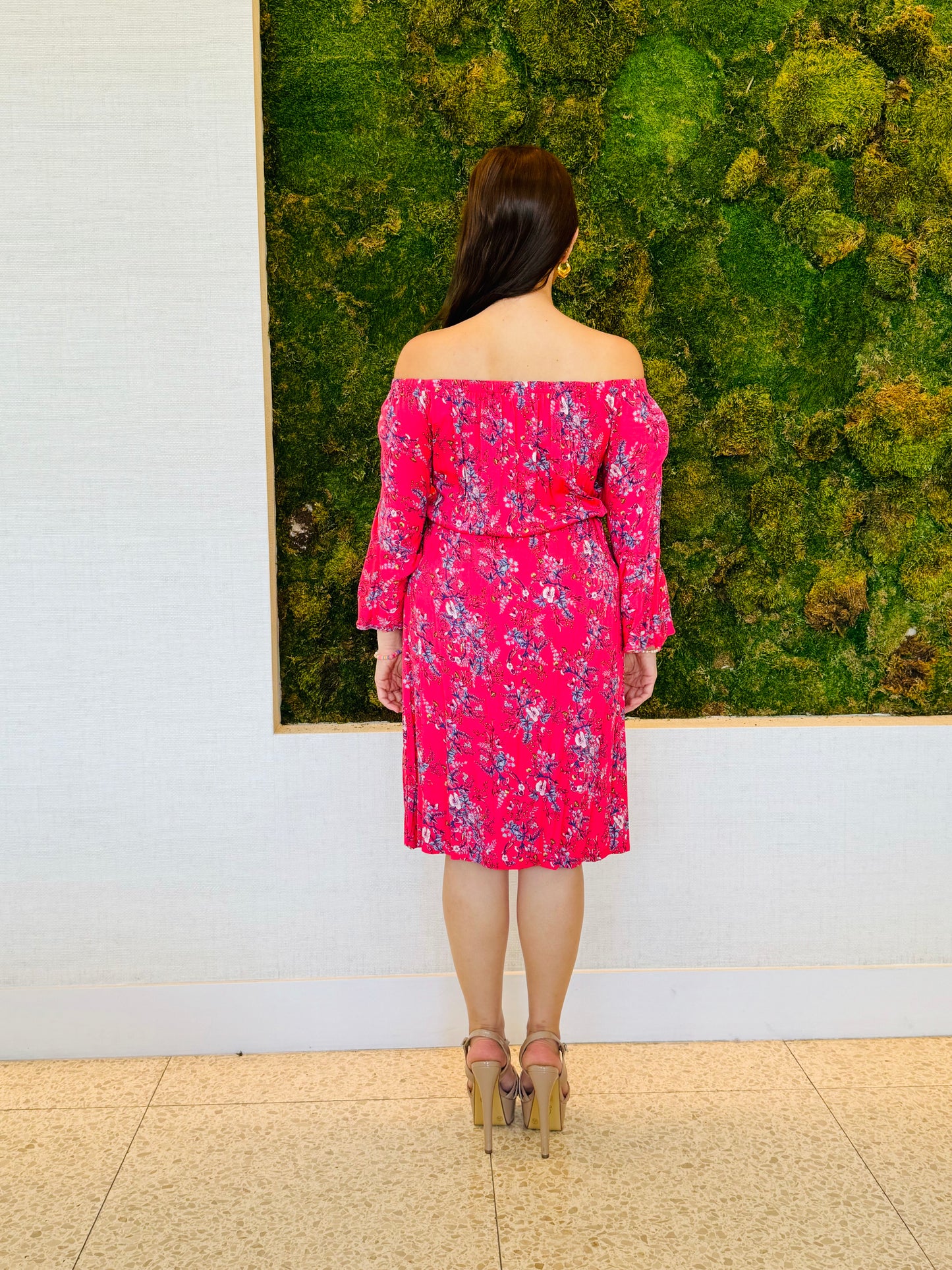 Joy off the shoulder pink floral print