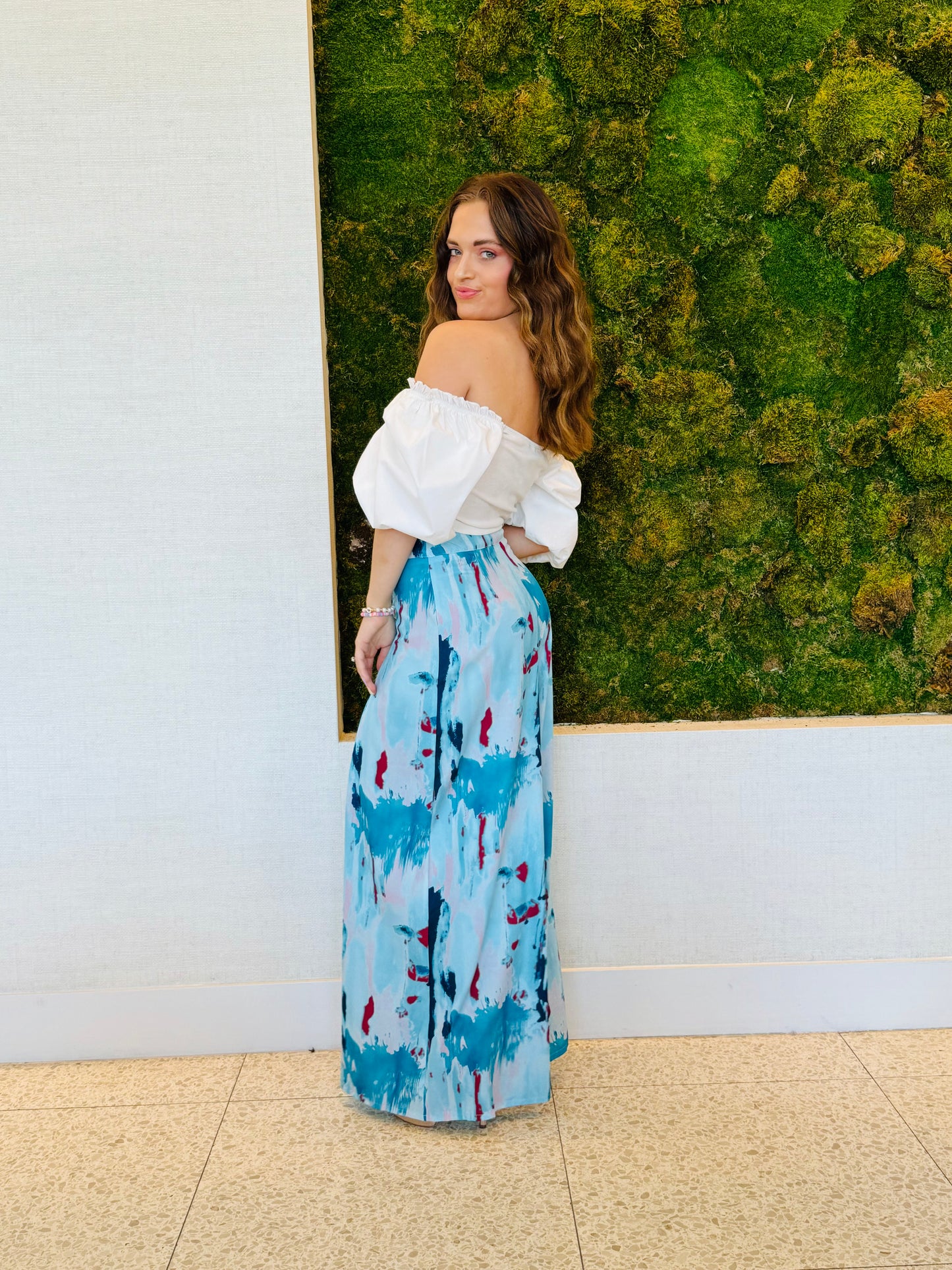 Josephine blue abstract print pants