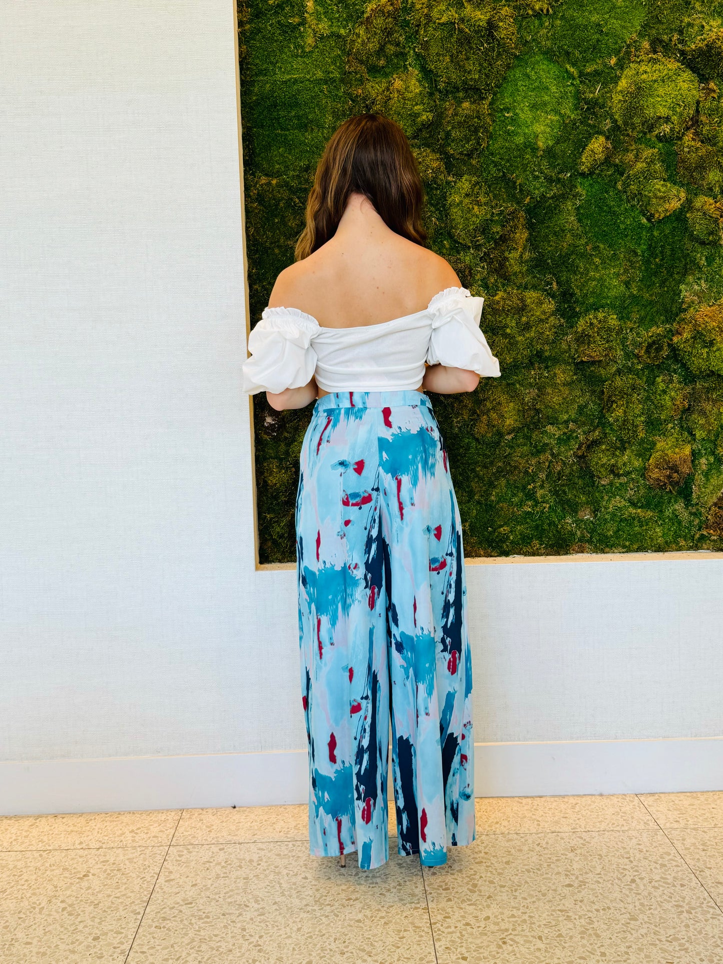 Josephine blue abstract print pants