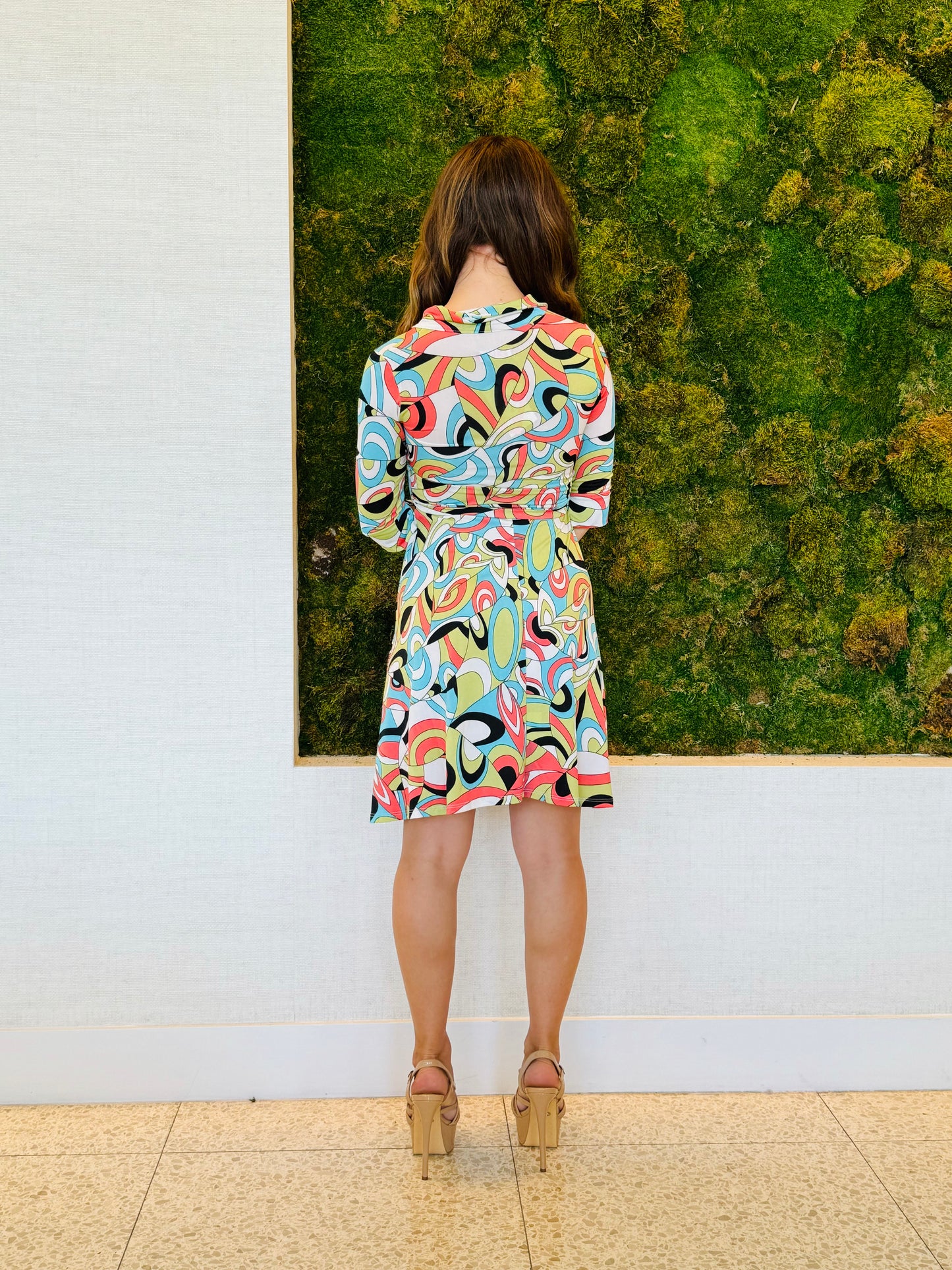 Nicola wrap dress in turquoise print