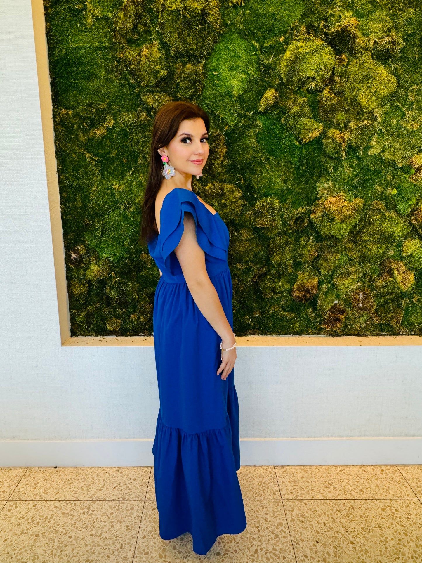 Hadley royal blue maxi dress with ruffle sleeve
